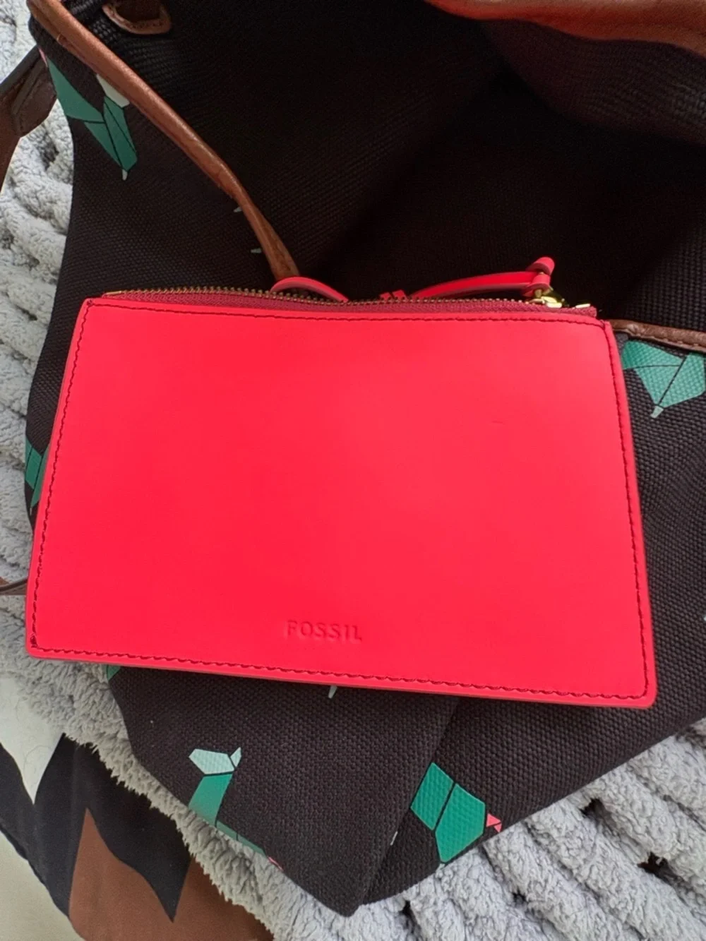 Fossil Rachel Tote with Wallet- Origami Llama Print
